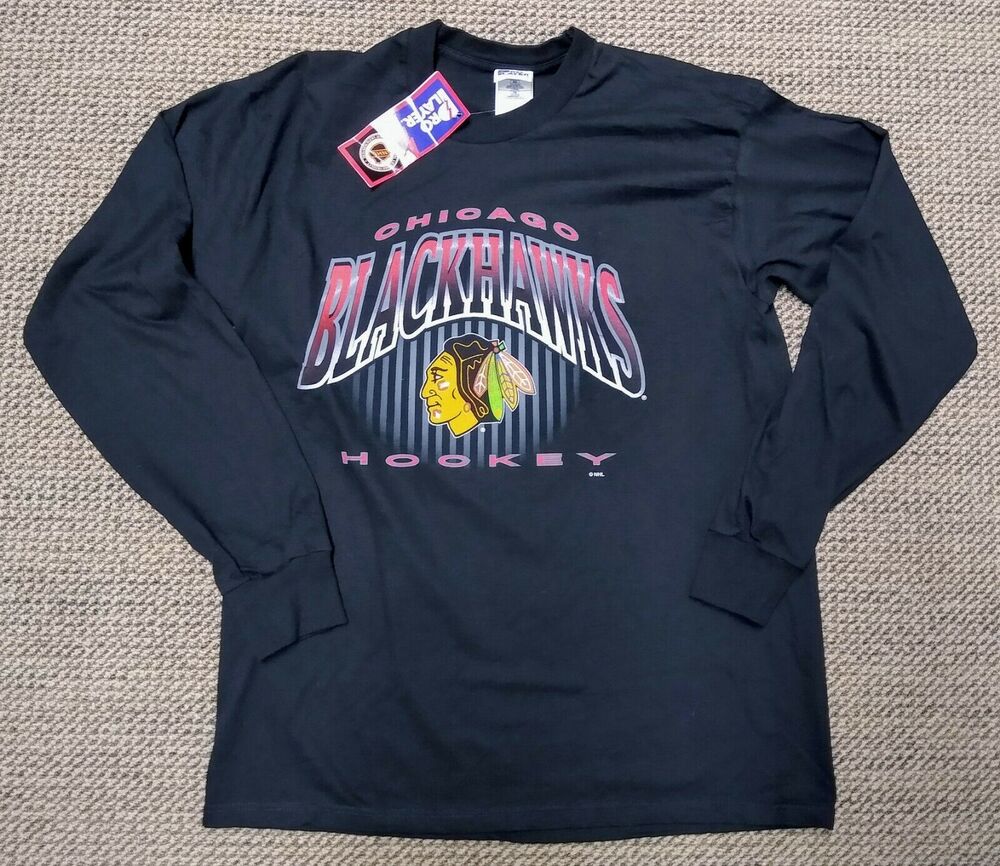 VTG 90's Pro Player L/S Crew Shirt Chicago Blackhawks Hockey NHL Men XL NWT USA